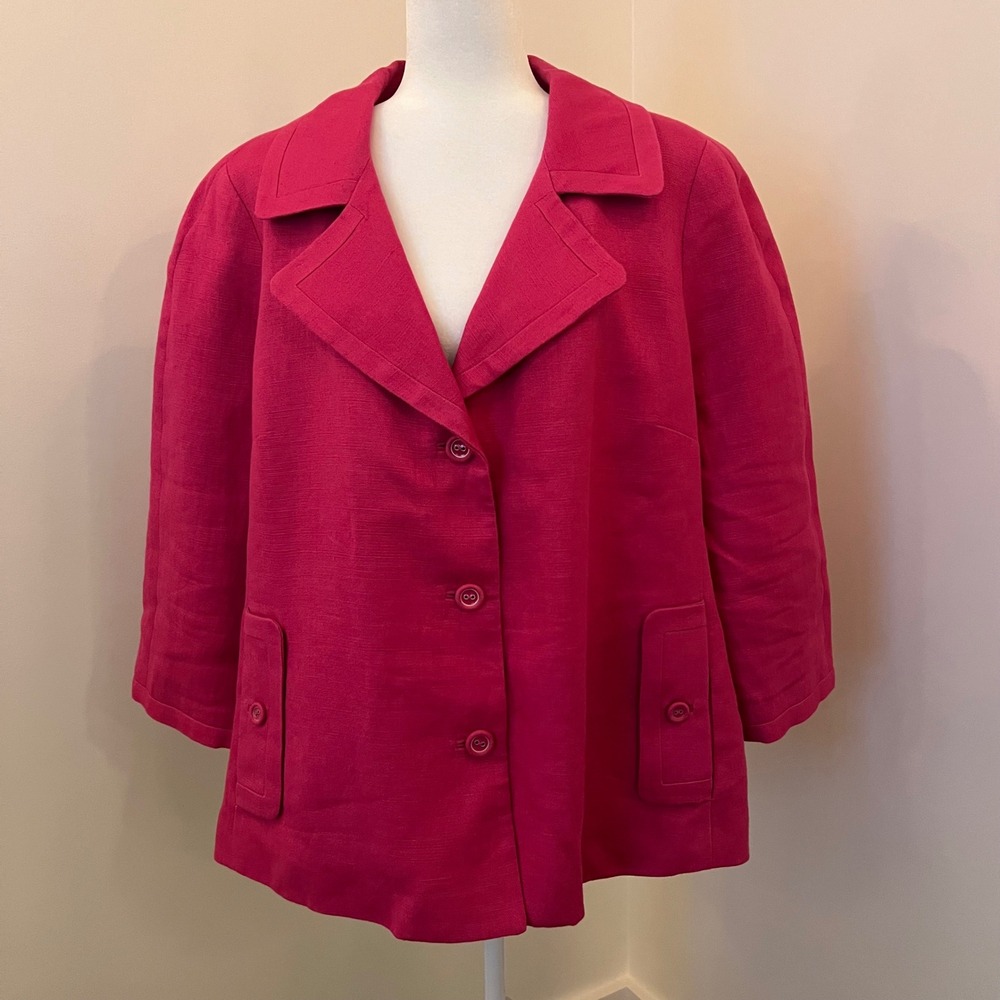 Talbots Bright Pink Three-Button Blazer Jacket